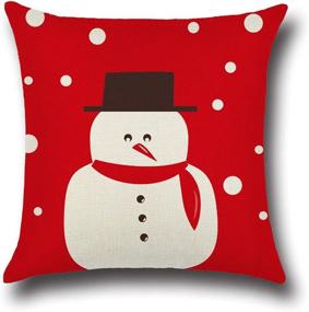 img 3 attached to 🎄 Christmas Pillow Covers 4 Pack: Festive Snowman, Christmas Tree, Deer, Santa Claus, Merry Christmas Sofa Throw Pillow Case Set - 18 X 18 Inch, Cotton Linen