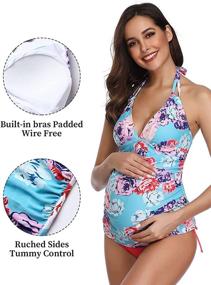 img 3 attached to 🤰 Stylish Maternity Tankini Swimsuit for Pregnancy - Women's Swimwear and Cover Ups