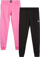 2 pack rbx girls' active fleece joggers sweatpants (size 4-16) logo