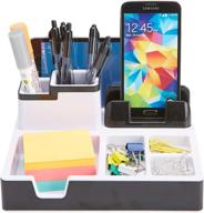 💻 usborg-blk mind reader charging station and desk organizer with pencil holder, paper clip tray, usb charger stand, black desk accessories логотип