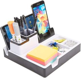 img 3 attached to 💻 USBORG-BLK Mind Reader Charging Station and Desk Organizer with Pencil Holder, Paper Clip Tray, USB Charger Stand, Black Desk Accessories