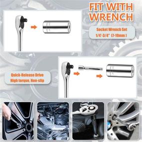 img 1 attached to 🔧 Athlife Universal Socket Wrench Tool Kit: 7-19mm Socket Grip Set with 3/8 Ratchet Wrench Power Drill Adapter - Perfect Gift for DIY Handyman, Husband, Boyfriend, Dad, Women (Silver)