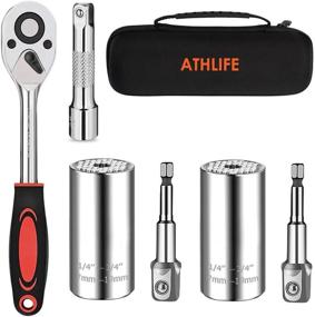 img 4 attached to 🔧 Athlife Universal Socket Wrench Tool Kit: 7-19mm Socket Grip Set with 3/8 Ratchet Wrench Power Drill Adapter - Perfect Gift for DIY Handyman, Husband, Boyfriend, Dad, Women (Silver)
