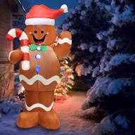 🎅 joiedomi jo-gm01 5ft self-inflatable gingerbread man yard decoration - perfect christmas decor with candy canes, ideal for wavin, white logo