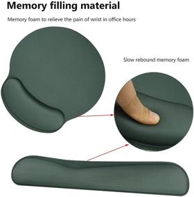 img 2 attached to 🖥️ Dark Green Keyboard Wrist Rest Pad and Mouse Pad Set - Memory Foam Typing Support, Comfortable Wrist Pain Relief, Non-Slip Rubber Base