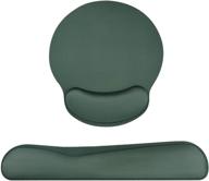 🖥️ dark green keyboard wrist rest pad and mouse pad set - memory foam typing support, comfortable wrist pain relief, non-slip rubber base logo