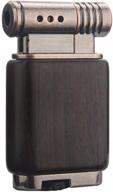 🔥 wooden case pipe lighter: refillable soft flame gas fire starter | perfect gift for men and women logo