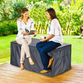 img 3 attached to 🌂 EPCOVER Patio Deck Box Cover - Waterproof Protection for Large Deck Boxes (52" L x 28" W x 27" H) with Zipper and Handles