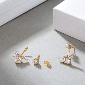 img 3 attached to 💎 Stunning 18K Gold Plated E Lotus Flower Ear Jacket Stud Earrings with Natural Shell Pearl and White Cubic Zirconia - Perfect 925 Sterling Silver Jewelry Gift