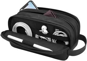 img 4 attached to 🎒 Водонепроницаемая трехслойная сумка-органайзер для электроники для путешествий - WIWU сумочка для аксессуаров для кабелей Apple Pencil, зарядки, телефона, жестких дисков, USB, SD-карт (черная)