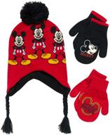 ❄️ disney boys mickey mouse winter hat and 2 pairs of mittens or gloves set (ages 2-7) logo