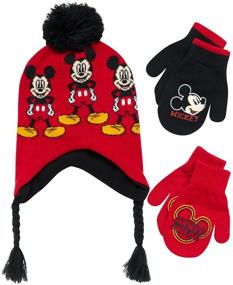 img 4 attached to ❄️ Disney Boys Mickey Mouse Winter Hat and 2 Pairs of Mittens or Gloves Set (Ages 2-7)