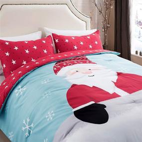 img 3 attached to 🎅 Lifeety 3 Piece Christmas Comforter Set - 2 Shams Included - Santa Claus and Snowflake Pattern Bedding Set for New Year Holiday - Full/Queen Size