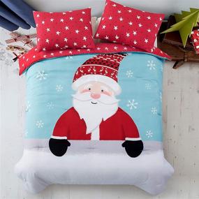 img 4 attached to 🎅 Lifeety 3 Piece Christmas Comforter Set - 2 Shams Included - Santa Claus and Snowflake Pattern Bedding Set for New Year Holiday - Full/Queen Size