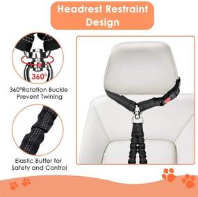 img 2 attached to Dual Pet Car Headrest Restraint Safety Seat Belt - AUTOWT Double Dog Leash with No Tangle Design, Elastic Bungee, and Adjustable Splitter - Ensures Secure Travel for 2 Dogs