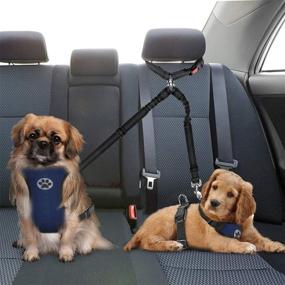 img 3 attached to Dual Pet Car Headrest Restraint Safety Seat Belt - AUTOWT Double Dog Leash with No Tangle Design, Elastic Bungee, and Adjustable Splitter - Ensures Secure Travel for 2 Dogs