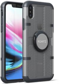 img 4 attached to 📱 ROARTZ Gray Hybrid Full-Body Rugged Slim-Fit Ultra-Thin Scratch-Resistant Rotating Ring Holder Kick-Stand Magnetic Car Mount Shock Absorption Non-Slip Case for Apple iPhone X 10