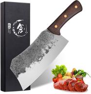 🔪 serbian chef knife, kitchen butcher knives - turkey cutting knife - outdoor meat vegetable fruit cleaver for kitchen, bbq, or camping - silver логотип