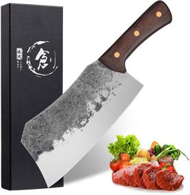 img 4 attached to 🔪 Serbian Chef Knife, Kitchen Butcher Knives - Turkey Cutting Knife - Outdoor Meat Vegetable Fruit Cleaver for Kitchen, BBQ, or Camping - Silver