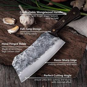 img 2 attached to 🔪 Serbian Chef Knife, Kitchen Butcher Knives - Turkey Cutting Knife - Outdoor Meat Vegetable Fruit Cleaver for Kitchen, BBQ, or Camping - Silver