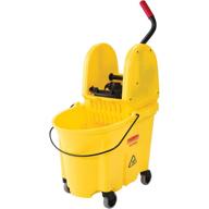 🟨 yellow rubbermaid commercial wavebrake 2.0 35 quart down-press mop bucket and wringer (fg757788yel) - improved seo-friendly product title logo