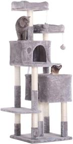 img 4 attached to 🐱 Premium 60-inch Multi-Level Cat Tree Condo Furniture | Sisal-Covered Scratching Posts, 2 Cozy Condos & 2 Plush Perches | Ideal for Kittens, Cats, and Pets