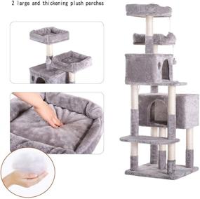 img 1 attached to 🐱 Premium 60-inch Multi-Level Cat Tree Condo Furniture | Sisal-Covered Scratching Posts, 2 Cozy Condos & 2 Plush Perches | Ideal for Kittens, Cats, and Pets