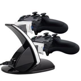 img 1 attached to ⚡ VSEER Playstation 3 Controller Charger: Dual Console Charging Docking Station Stand with LED Indicators - Black