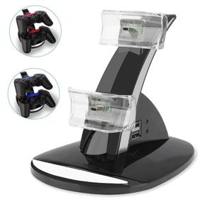 img 3 attached to ⚡ VSEER Playstation 3 Controller Charger: Dual Console Charging Docking Station Stand with LED Indicators - Black