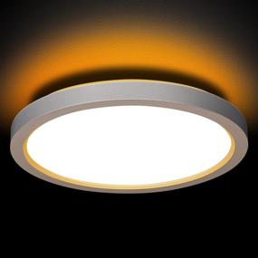 img 4 attached to Versatile 13-Inch LED Flush Mount Ceiling Light with Night Light, 24W, 2400lm, 3000K/4000K/5000K Selectable, Round Flat Panel Design, Dimmable Ceiling Light Fixture for Dining Room, Bedroom, Kitchen, Hallway