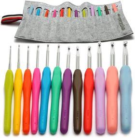 img 4 attached to 12 Sizes Crochet Hook Set: Extra Long and Large Hooks, Ergonomic Starter Kit with Beautiful Felt Bag, Ideal for Arthritic Hands