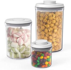 img 4 attached to 🍽️ ANVAVA 3-Piece Airtight Food Storage Container Set with One-Button Control - Perfect for Kitchen and Pantry Organization - BPA-Free Plastic Canisters with Airtight Lids (2.11, 1.1, 0.25 Qt)