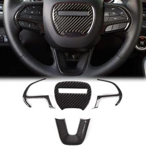 img 4 attached to 🔥 Voodonala Carbon Fiber Steering Wheel Cover Trim Accessories for 2015-2020 Dodge Challenger Charger