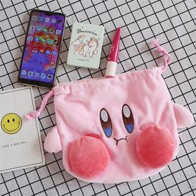 img 3 attached to 🎒 Lopbraa Star Plush Pink Drawstring Plushie Kawaii Bag Travel Purse Makeup Cosmetic Storage Bags Organizer - Style One