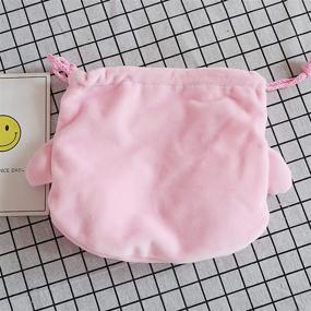 img 2 attached to 🎒 Lopbraa Star Plush Pink Drawstring Plushie Kawaii Bag Travel Purse Makeup Cosmetic Storage Bags Organizer - Style One