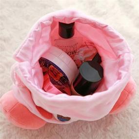 img 1 attached to 🎒 Lopbraa Star Plush Pink Drawstring Plushie Kawaii Bag Travel Purse Makeup Cosmetic Storage Bags Organizer - Style One