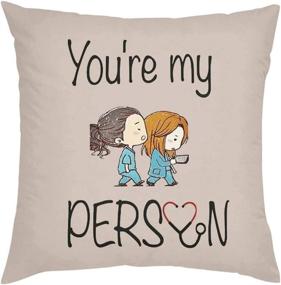 img 1 attached to 💕 Yowming Cute Novelty 'You're My Person' Cushion Cover - Anniversary & Valentine Gift, Love Grey's Anatomy Throw Pillow Case with Cartoon Print Decor