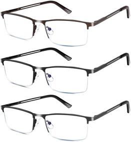 img 4 attached to Enhanced Vision: 3 Pack Blue Light Blocking Reading Glasses for Men with Stylish Metal Frames