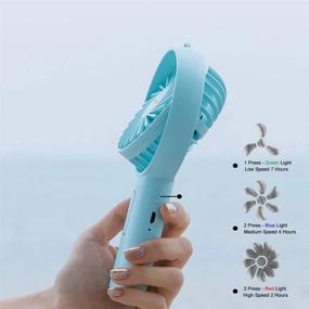 img 2 attached to Portable Handheld Fan with Cell Phone Holder – Adjustable Angle, Mini USB Personal Desk 🌬️ Fan with 3 Speeds and Rechargeable Battery – Ideal for Outdoor, Camping, Hiking, Office (Navy Blue)