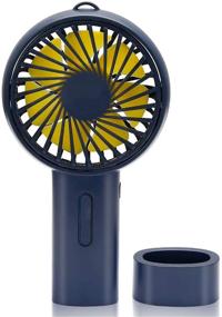 img 4 attached to Portable Handheld Fan with Cell Phone Holder – Adjustable Angle, Mini USB Personal Desk 🌬️ Fan with 3 Speeds and Rechargeable Battery – Ideal for Outdoor, Camping, Hiking, Office (Navy Blue)