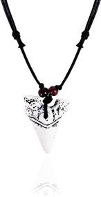 img 4 attached to 🦈 Authentic Shark Tooth Necklace for Boys: Genuine Fossilized Pendant Surfer Necklace for Men