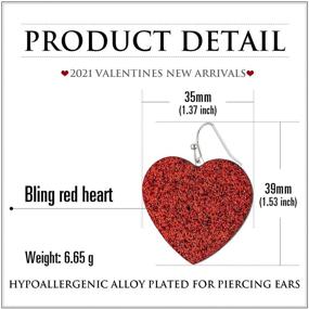 img 2 attached to ❤️ RareLove Bling Red Heart Hook Dangle Earrings: Perfect Valentines Gifts for Girlfriend