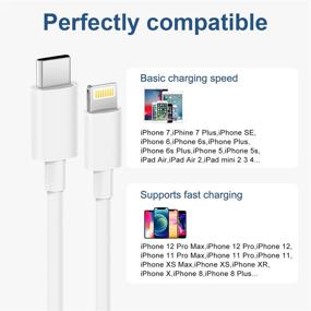 img 1 attached to 🔌 Apple MFi Certified iPhone 12/13 Fast Charger Lightning Cable - 2-Pack USB-C to Lightning Cable for Fast Charging - 6.6Ft Length - Compatible with iPhone 12/12 Mini/12 Pro/12 Pro Max/11 Pro/11 Pro Max/XR/X,iPad