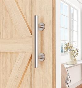 img 1 attached to 🚪 ZEKOO 12'' Sliding Barn Door Handle Hardware - Two-Sided Brushed Stainless Steel Design - Finish, Garden Gate, Shed Pull Handle