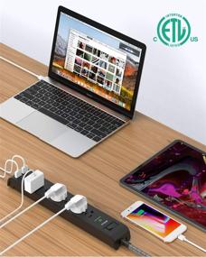 img 2 attached to 🔌 12FT Long Power Strip Surge Protector - 6 Outlets, 2 USB Ports, Heavy-Duty Design, Wall Mountable - 2 Pack