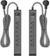 🔌 12ft long power strip surge protector - 6 outlets, 2 usb ports, heavy-duty design, wall mountable - 2 pack logo