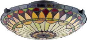 img 2 attached to 💡 Chic and Sleek: Kira Home Mateo 16" Tiffany Glass Flush Mount Ceiling Light in Black Finish