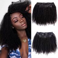 новые накладные волосы afro kinky curly для черных женщин 💇 - 8a бразильские волосы человека, натурально черные 3c 4a, 7 штук 120 г/комплект (14 дюймов) логотип