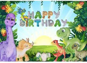 img 4 attached to Vibrant Allenjoy 7x5ft Dinosaur Theme Backdrop for Memorable Birthday Parties and Baby Showers – Perfect Photography Background and Studio Props!