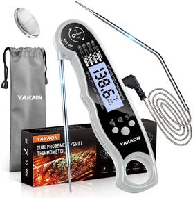 img 4 attached to 🌡️ YAKAON Upgraded Ultra Fast 2-in-1 Digital Meat Thermometer for Cooking and Oven Safe Food, with Alarm Set, Backlight, Magnet for Deep Fry, BBQ, Grill, Turkey